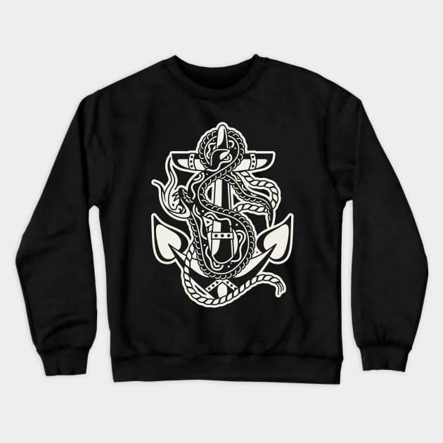 Traditional Anchor and snake Crewneck Sweatshirt by Inkshit13